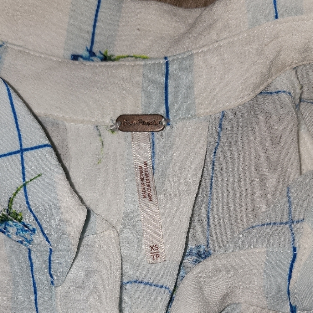 Free People Blue and White Watercolor Blouse - Picture 2 of 5